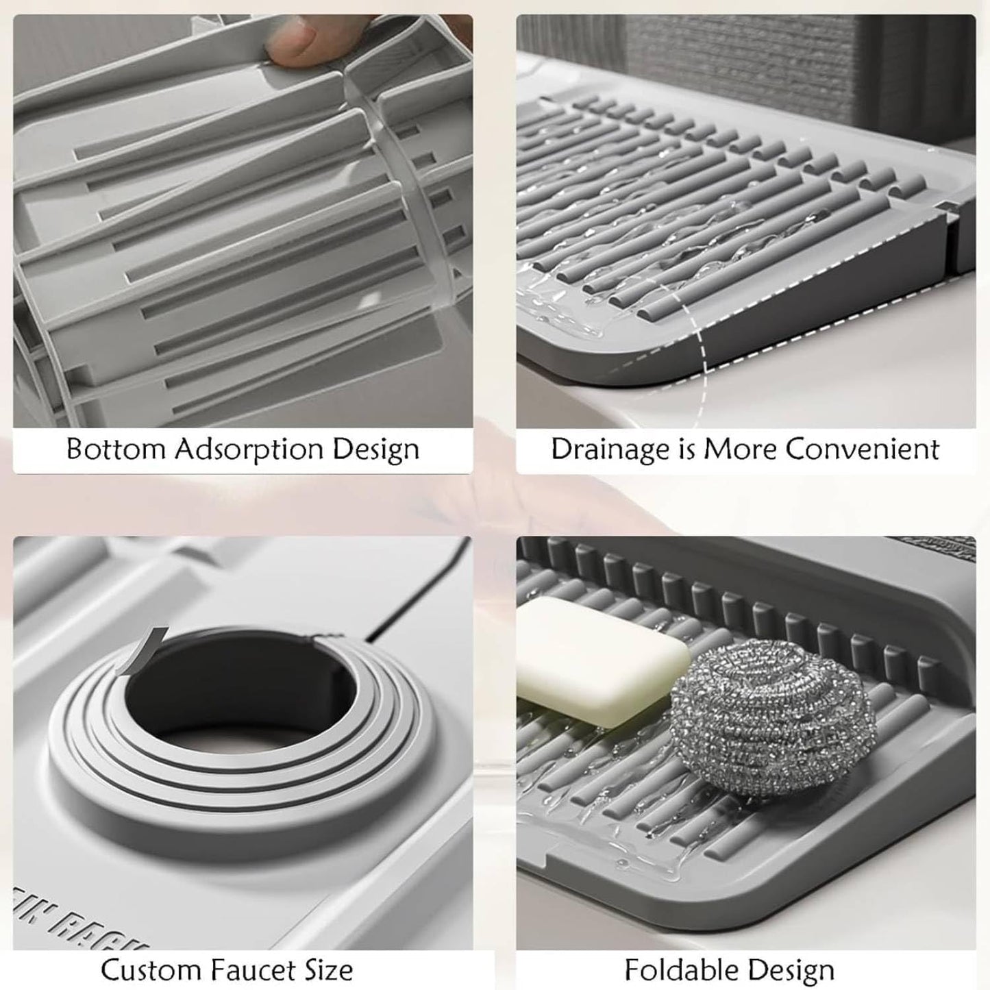 Sink Splash Guard | 17.7" Silicone Faucet Splash Guard & Organizer