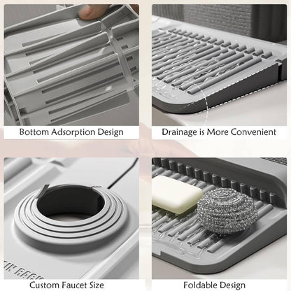 Sink Splash Guard | 17.7" Silicone Faucet Splash Guard & Organizer
