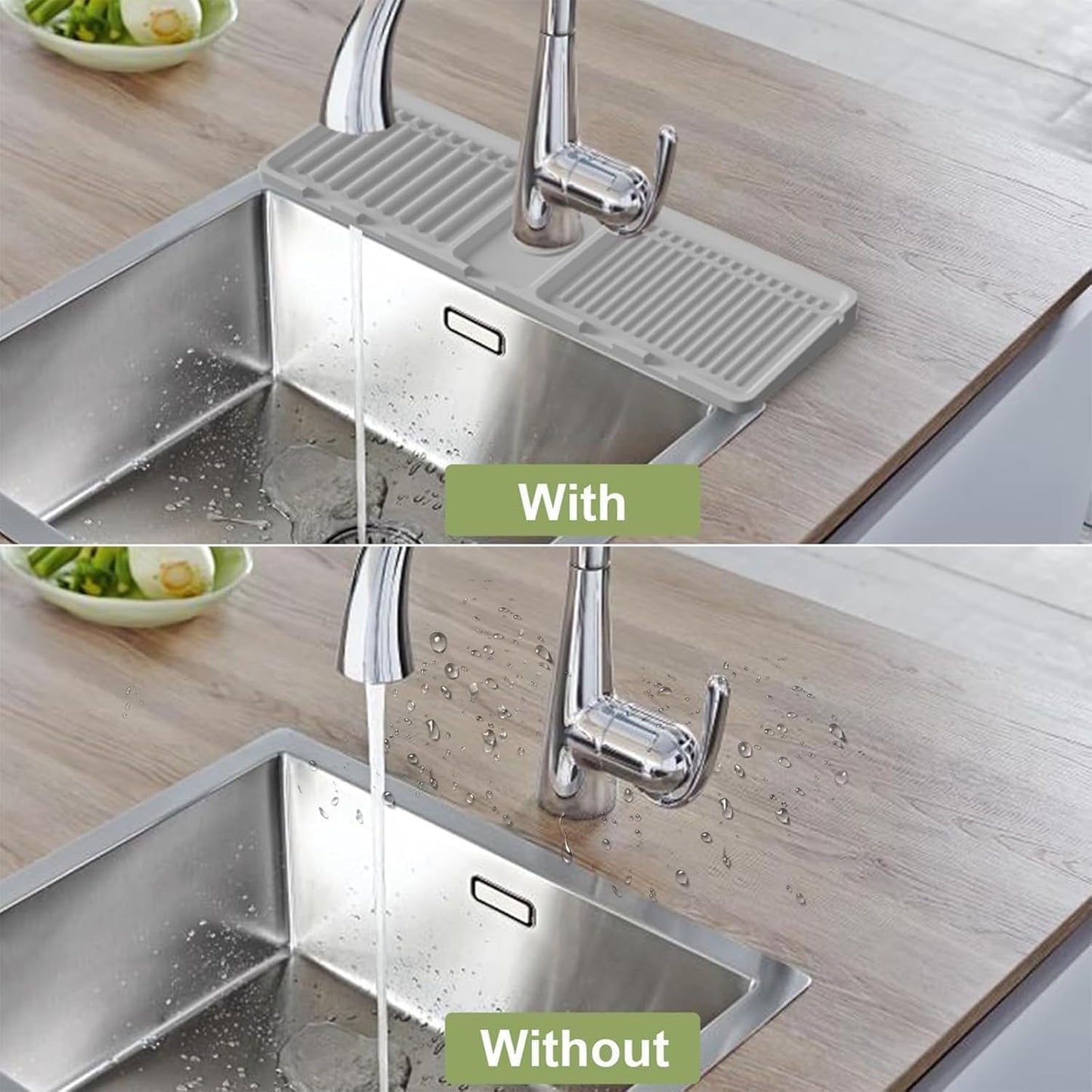 Sink Splash Guard | 17.7" Silicone Faucet Splash Guard & Organizer