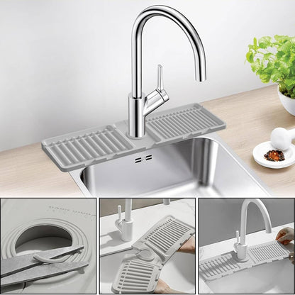 Sink Splash Guard | 17.7" Silicone Faucet Splash Guard & Organizer